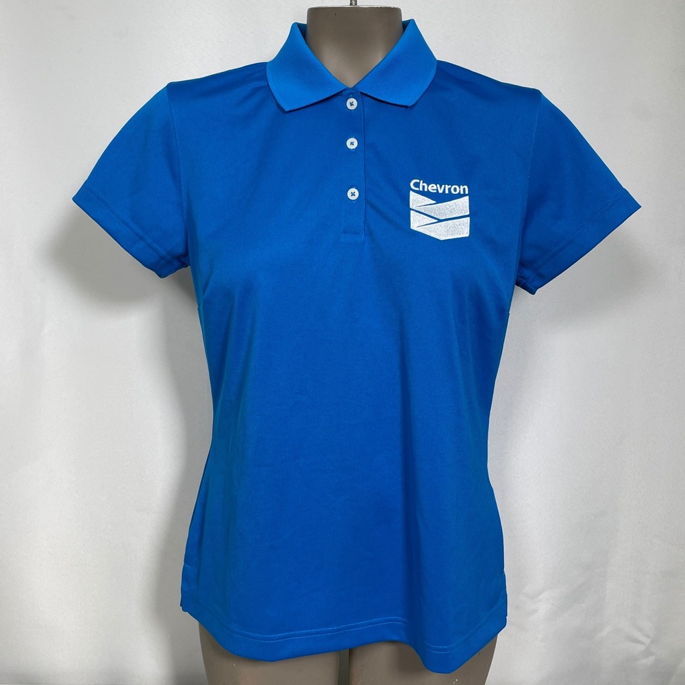Chevron Employee Adidas Climalite Performance Blue Polo Shirt Women's MEDIUM NWT
